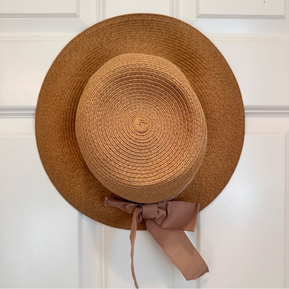 MaxMara - Intrend Tan Straw Hat with Ribbon - Beautiful - Picture 4 of 9